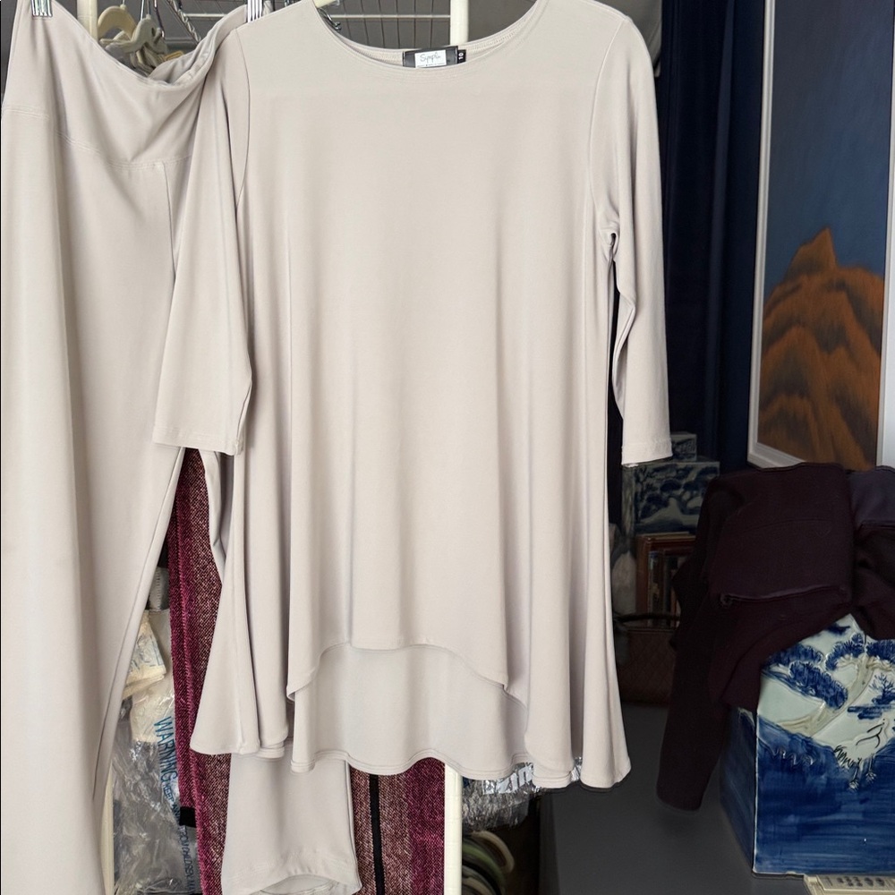Size 10 Sympli beige top with matching size 8 pants. This listing is for TOP